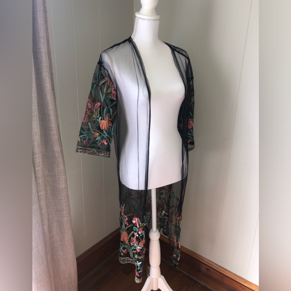 Floral Mesh Vacay Kimono by SHEIN